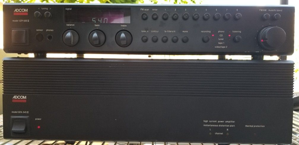 ADCOM GTP-500 II Tuner / Preamp and ADCOM GFA-545 II Power Amplifier 600W