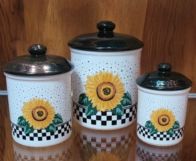 Sunflower Canisters Kitchen Storage Decor Cookie Jars