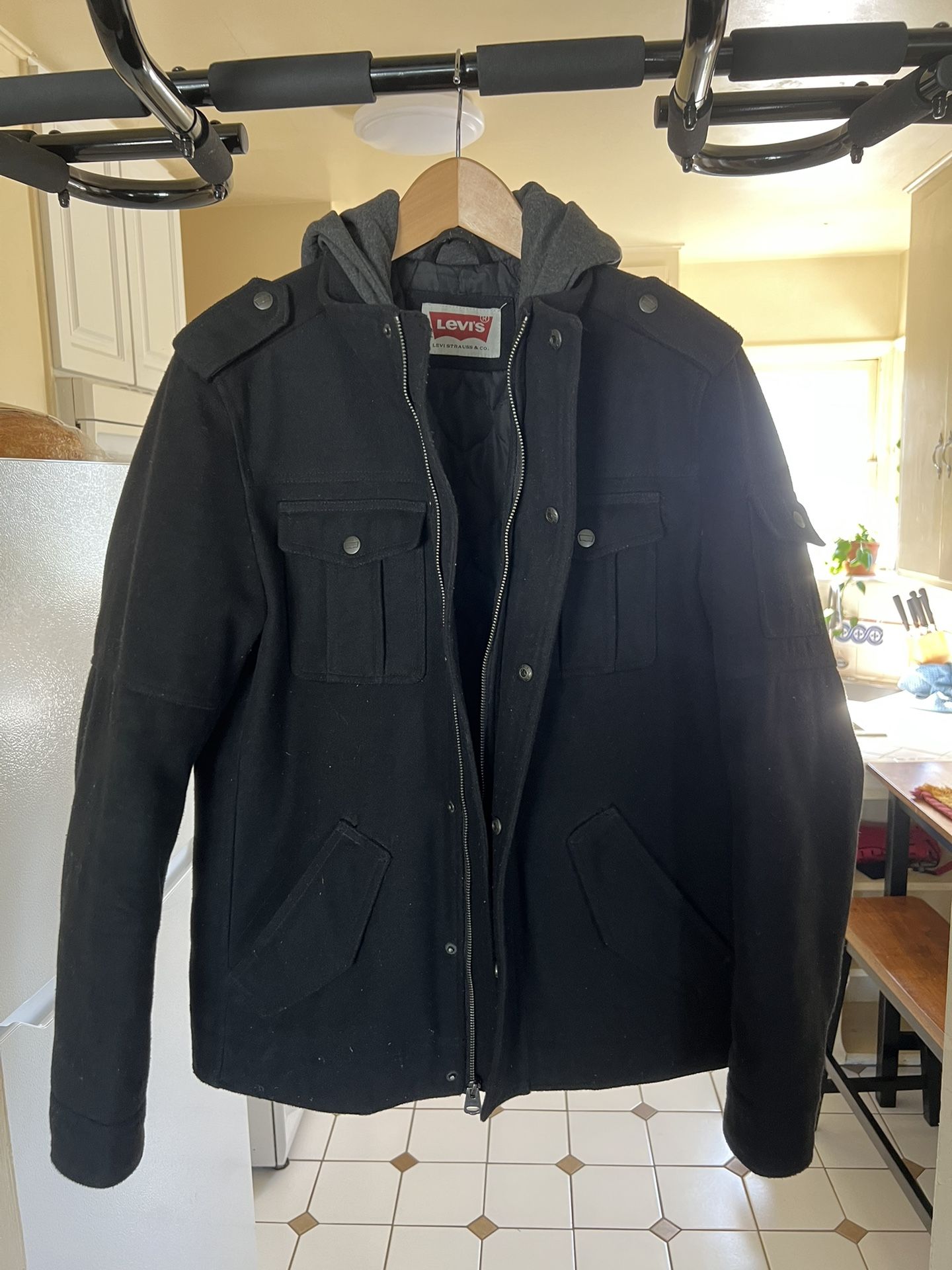 Levi’s Wool Blend Military Jacket with Hood for Sale in Los Angeles, CA