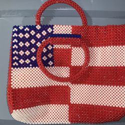 Beaded American Flag Bag Purse Tote 🇺🇸