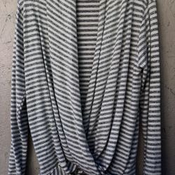 Mesh+lace Women Long Sleeve Cross Shirt Size M