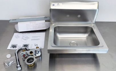 17" Commercial NSF Stainless Steel Hand Sink with Faucet | HS-17-320