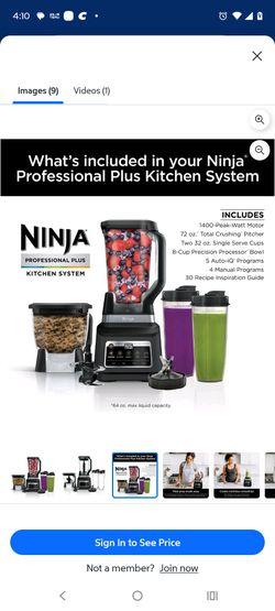 1400 watt Ninja Professional Plus Kitchen System Blender and 8-Cup Food Processor with Auto-iQ