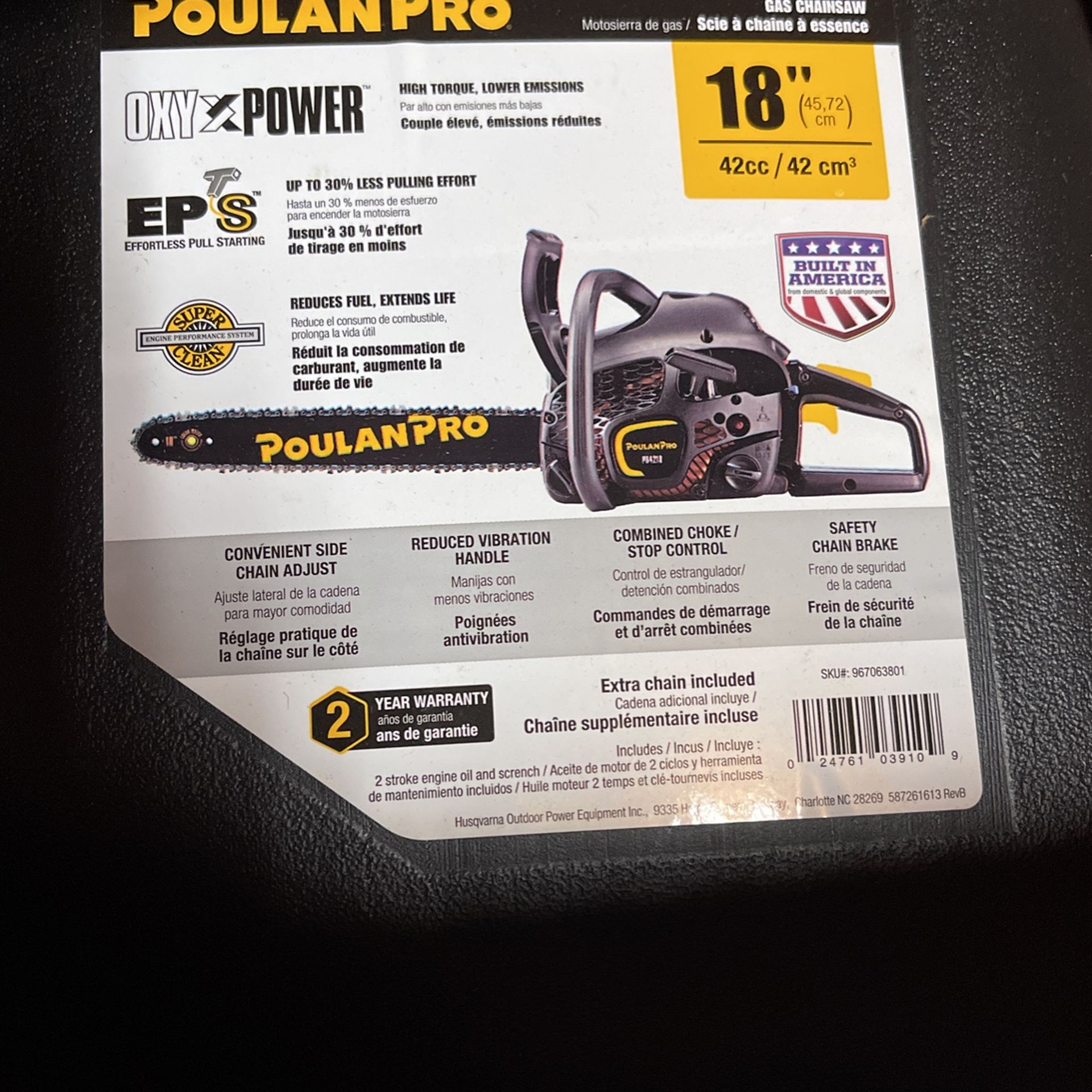 New Poulan Pro 18” Chain Saw