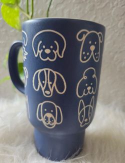 Navy blue stoneware coffee mug