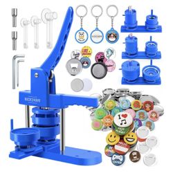 Button Maker Machine – Multiple Size Molds– Pin Maker Machine Kit w/ 500 Buttons, 15 Fridge Magnets, 15 Bottle Openers, 15 Keychain Buttons, Cutters &