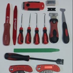 LOT OF 13 EQUALIZER/UNBRANDED AUTO GLASS REMOVAL TOOLS AND MISCELLANEOUS GLASS REMOVAL TOOLS!!! (UNUSED)Please Read Description.