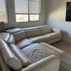Leather Sectional Sofa With Power Recliner And Pull Out Sleeper