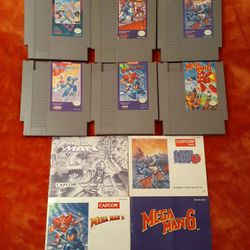Nintendo NES Games- Mega Man 1,2,3,4,5,6 (with some Manuals)