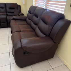 2 Set of Leather Reclining Couches