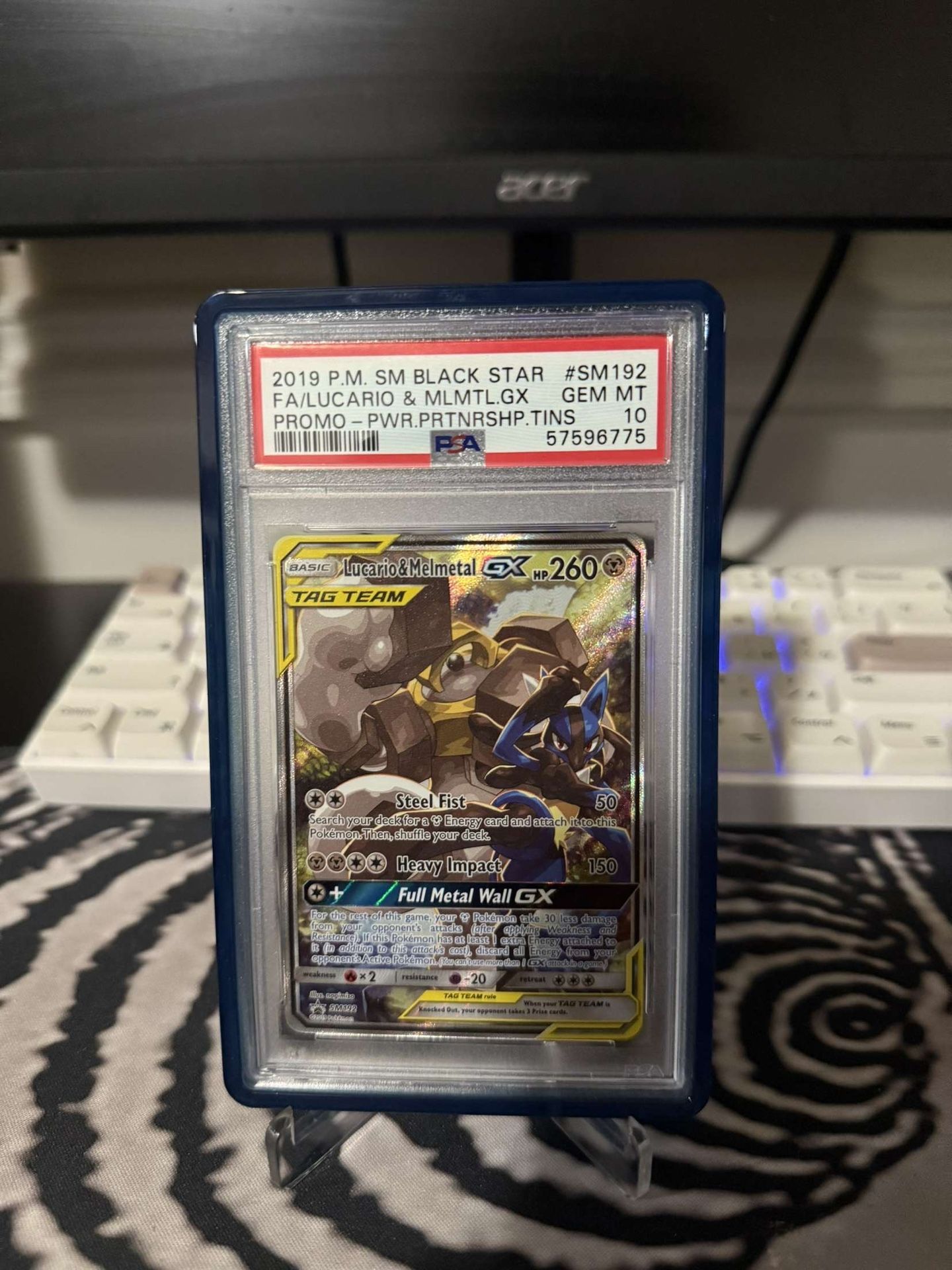 PSA 10 LUCARIO & MELMETAL GX SM192 FULL ART 2019 POKEMON SM BLACK STAR PROMO