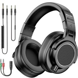 Wired Over Ear Headphones, Studio Headphones with 50mm Drivers and 6.35mm & 3.5mm Jack DJ Headphones 