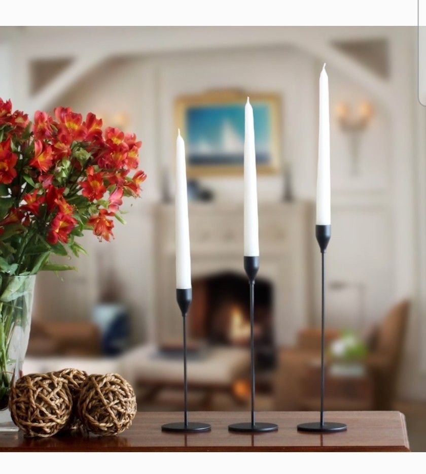 Mate Black Candlestick Holders Set Of 3 With Wick Trimmer