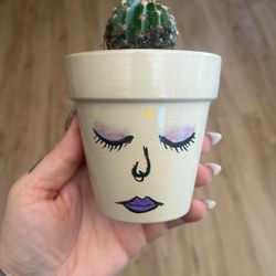 Hand Painted Pierced Face Plant Pot