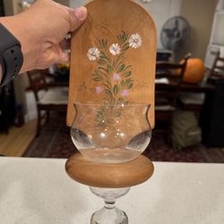 folk art tealight sconce with glass bowl. Sourced in Sweden, designed by Bänste Boa