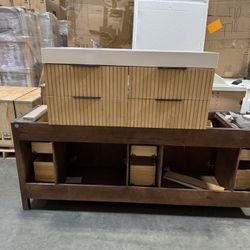 48” Bathroom Vanity In Wood Color Wall Mounted 