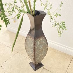 Vase Flowers Metal Vintage
