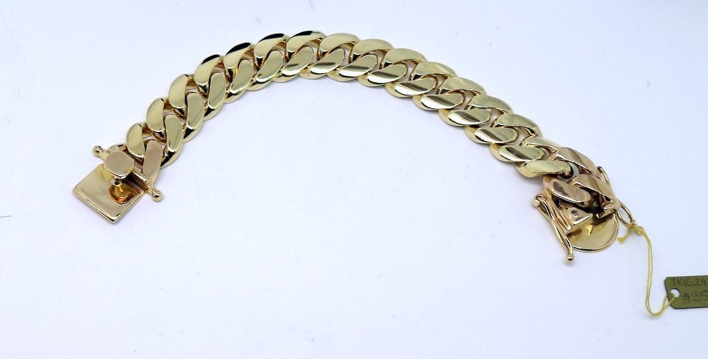 10K Yellow Gold Cuban Link Bracelet 19mm 8 inches