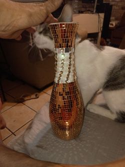 rose gold metalic mosiac vase