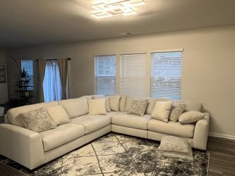 Modern L shaped Fabric Sectional Sofa and Free Carpet