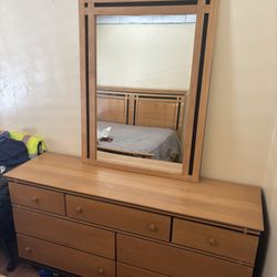 Bed frame and Mattress & Matching Dresser w/ Mirror - Great Condition! Must Go!