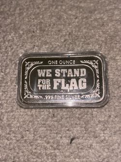 1 Troy Oz 999 Silver Bar American Flag UNITED WE STAND