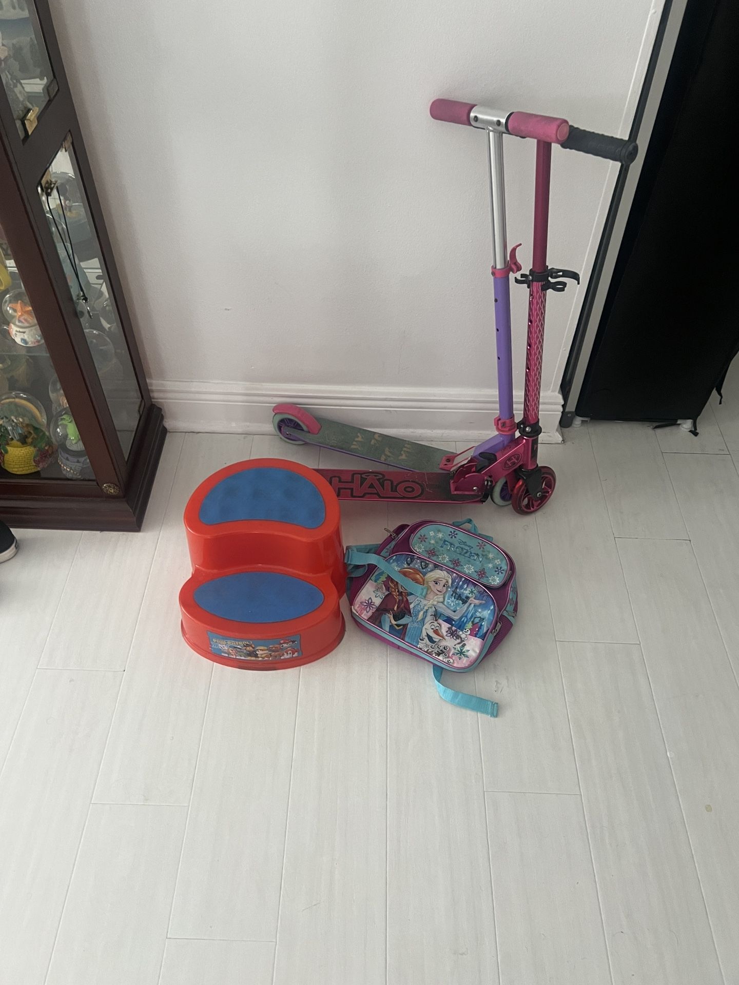 Kid step stool scooter book bag Toy