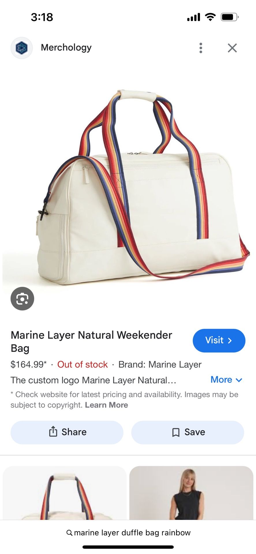 New Marine Layer Natural Weekend Bag