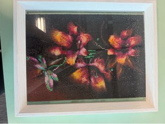 Autumn Leaves and Dragonfly - Framed Diamond Art