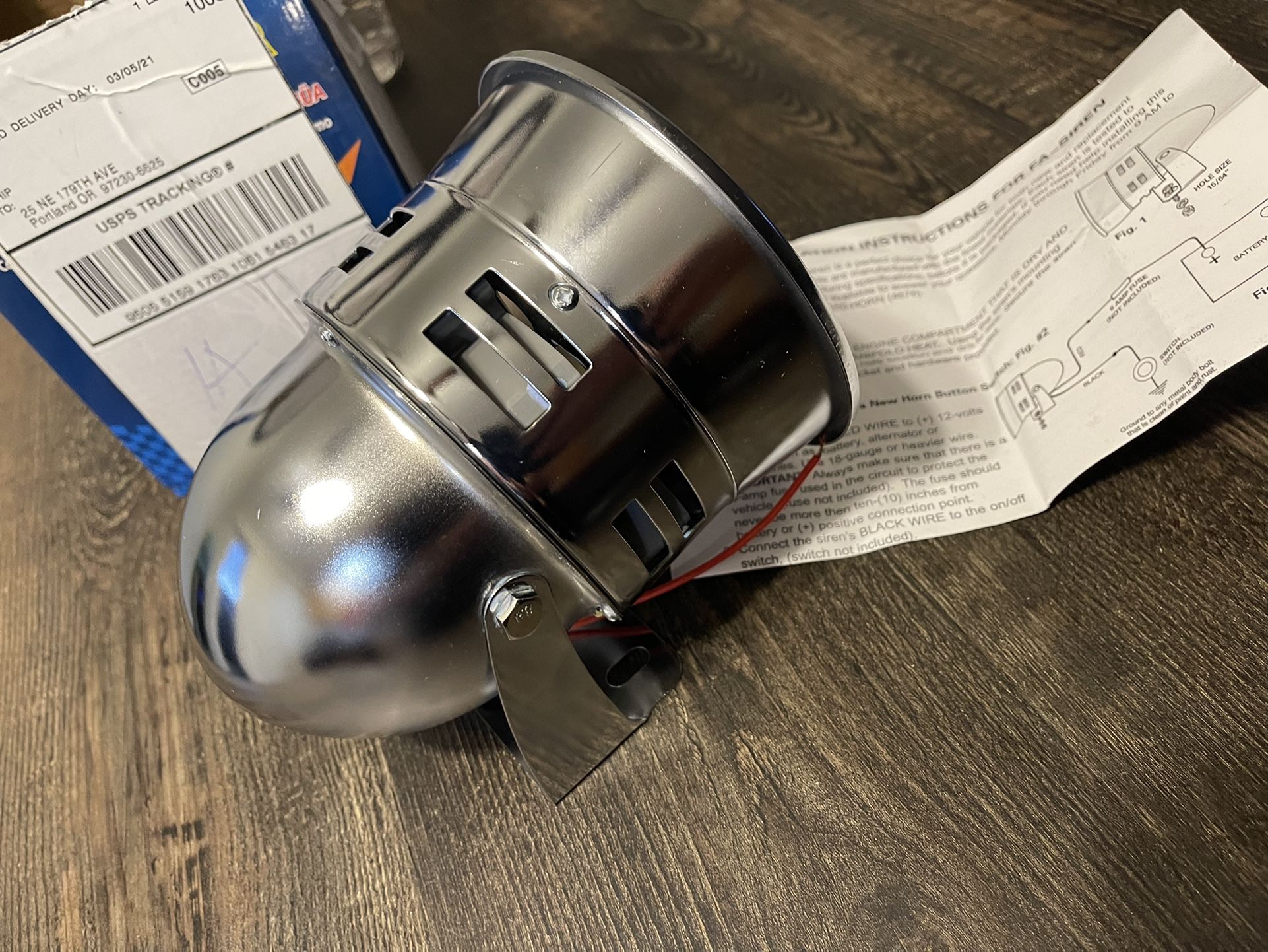 Vintage Style Siren (like Old School Lowrider/bombs) Horn/Harley Davidson