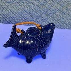 Japanese-Style Blue Ceramic Teapot