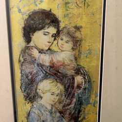 Edna Hibel Florida Famous Artist, Signed The Plate, Artwork Double Matted And Wood Frame 18” X 24”