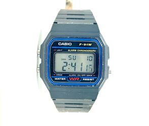Casio F-91W Digital Unisex Watch Water Resistant Black Resin Band Gray Dial