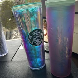 Starbucks Iridescent Blue And Green Sets Of Tumblers 