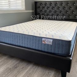Queen Expresso Crystal Button Bed With Orthopedic Mattress Included 