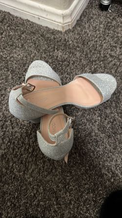 Moda Silver Glitter Block Heel Sandals
