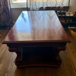 Brown wood coffee table 