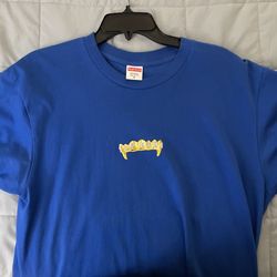 Supreme Gold Teeth Bling Blue T Shirt Size Medium 