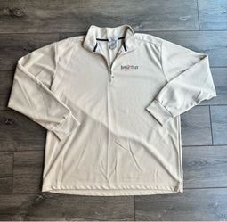 Men’s Artisan Light Cream Textured Shirt with Navy Trim Size XL