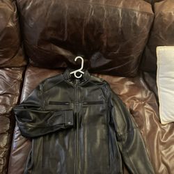 Genuine Leather Black Jacket Size L