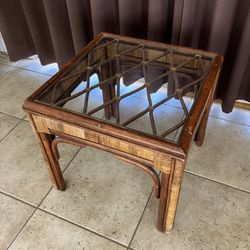 Vintage Rattan Side Table  