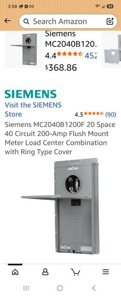 Siemens MC2040B1200F 20 Space 40 Circuit 200-Amp Flush Mount Meter Load Center Combination with Ring Type Cover