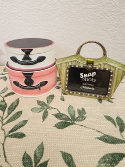 Jewerly decorative Hat Boxes  and Purse Photo Frame Set