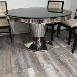 Black glass top table