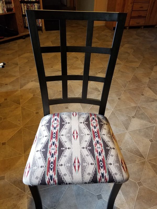 Set Of Two Dining Room Chairs Re Upholstered Steel With Set Of Two Dining Room Chairs Re Upholstered Steel With Heavy Weight Pendleton Material Never Used