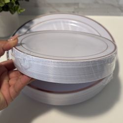 Heavy Duty Rose Gold Plates Disposable for Christmas Party/Wedding- Include 30PCS