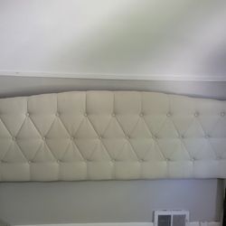 Beige King Size Upholstered Bed Frame/Headboard