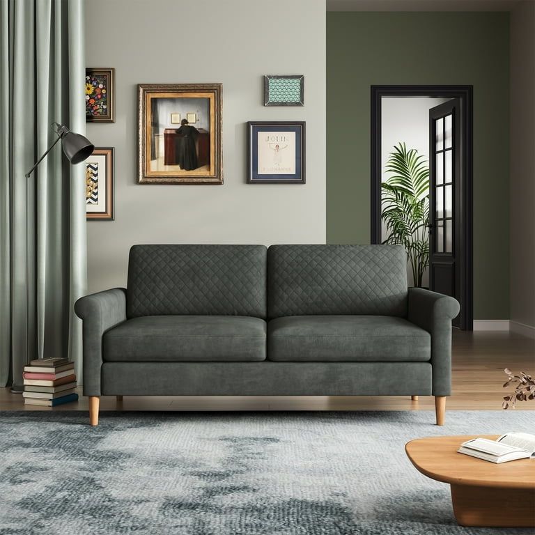 65'' Sofa, 2-Seater Sofa Couch,Foam Pocket Spring Hybrid Modern Loveseat Sofa,Upholstered LoveSeat Couch, gray