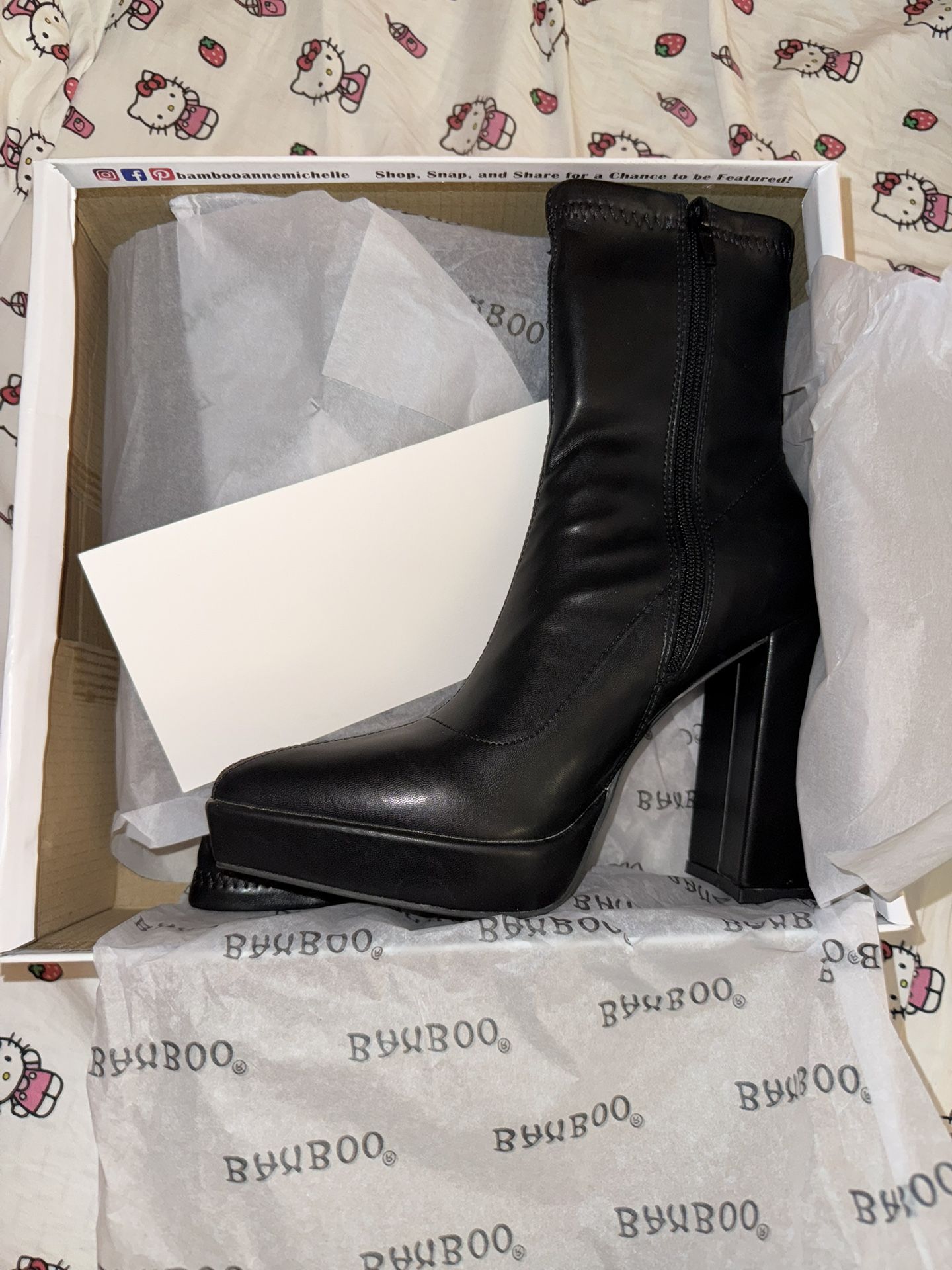 Fashion Nova Black Booties Size 6.5