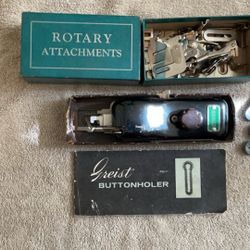 Vintage Greist Buttonholer With Rotary Attachments